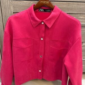 Zara Vibrant Pink Suede Jacket